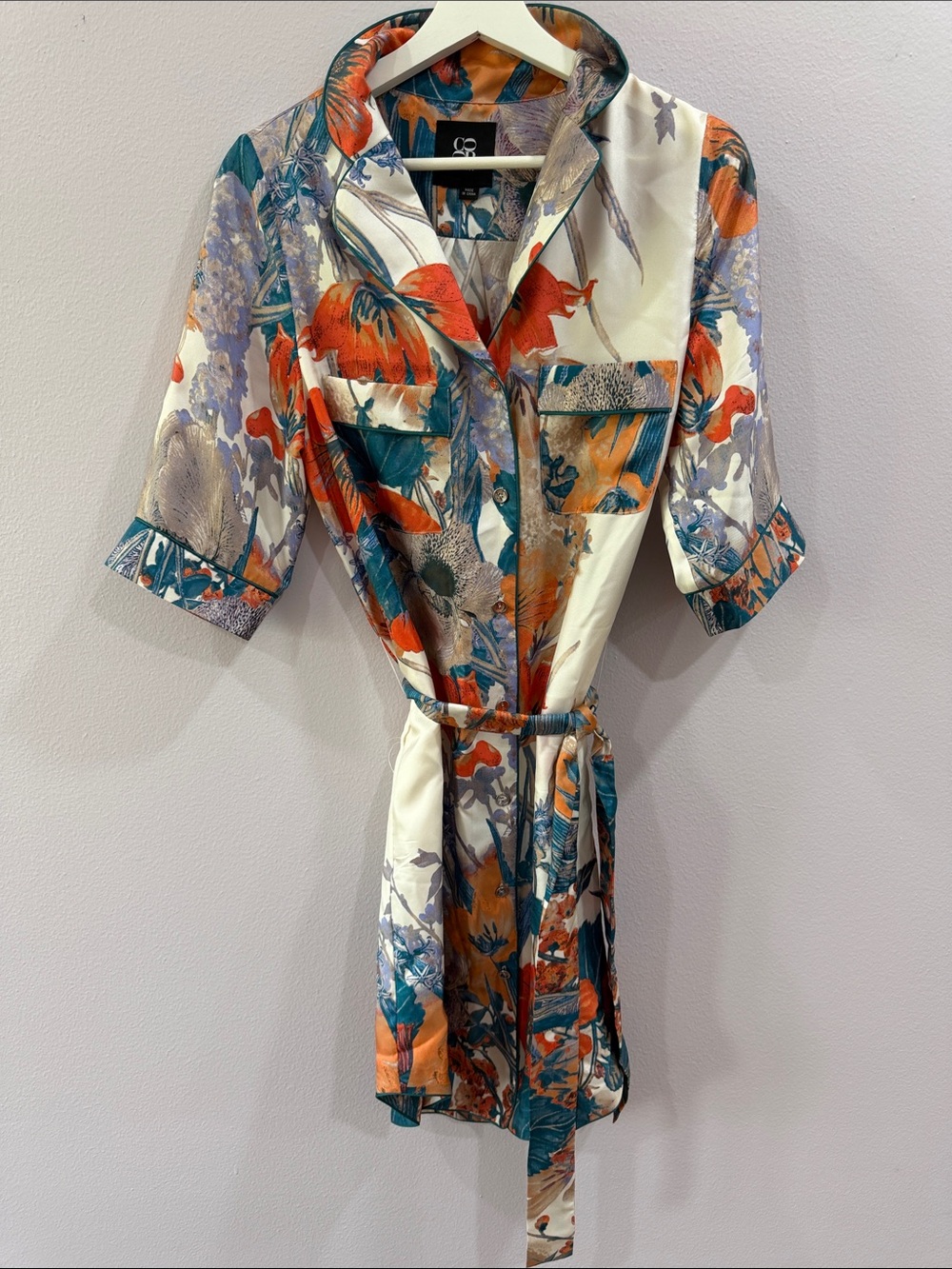 COOP Barneys New York Vibrant Floral Belted Shirt Dress - Size Small